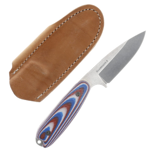 Bradford Guardian 3 Fixed Blade Knife 3D Red/White/Blue G-10 with Stonewash Magnacut Sabre Grind BRAD3486