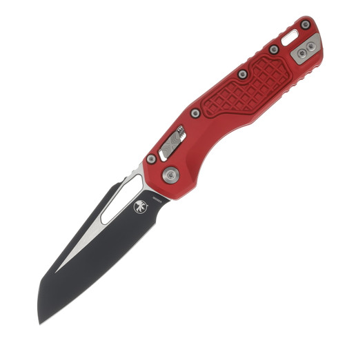 Microtech MSI Folding Knife S/E Aluminum Frag Red Handle Black Standard Sheepsfoot Blade MT2101FRRD