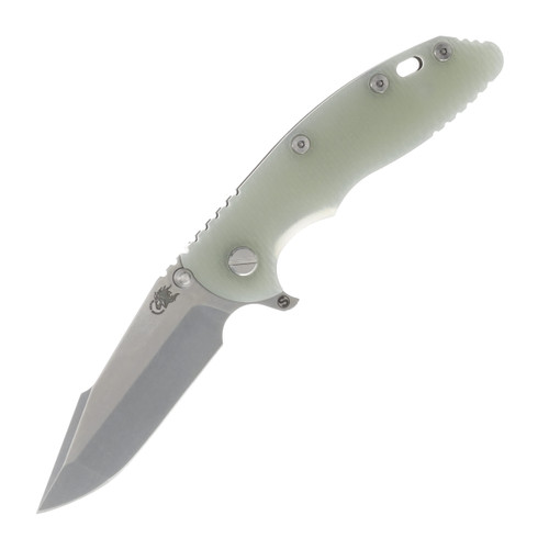 Hinderer XM-18 Translucent Green – Stonewash 3.5in Plain Stonewash Skinny Harpoon Spanto  KXM35SKHSTWSWTG