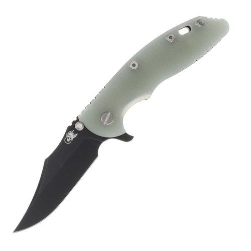 Hinderer Eklipse Translucent Green – Battle Black 3.5in Plain Working Skinny Slicer KEKSKSLHOTWBBKTG
