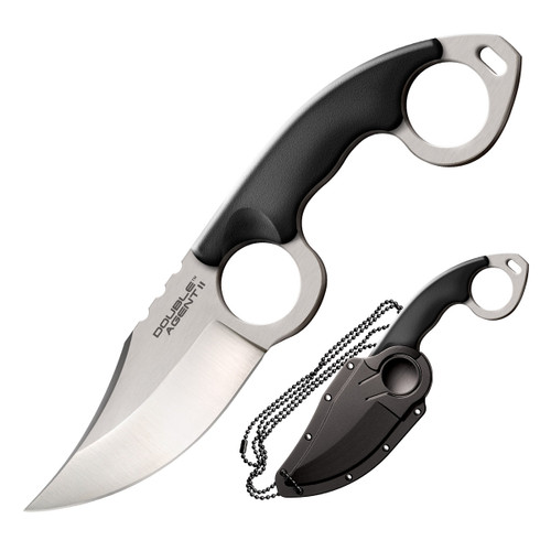 Cold Steel Double Agent 2 Satin Finish Clip Point Blade Black Polymer Handle
