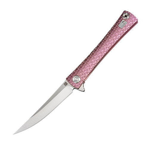 Artisan Cutlery Waistline Folding Knife S35VN Blade Rose Pink Anodized Titanium