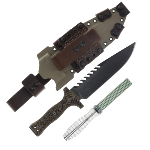 Miller Bros M-22 Fixed Knife Sawtooth Tan Handle Tan Sheath M-22TSTH