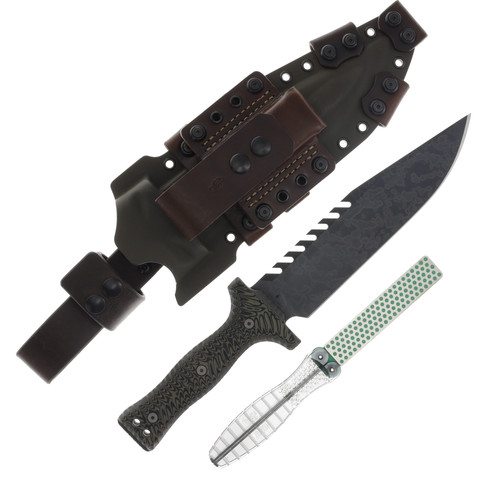 Miller Bros M-22 Fixed Knife Saw Tooth OD Green Handle OD Green Sheath M-22ODSODH