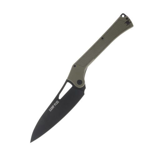Ontario Camp Plus Large EDC Folding Knife Green GFN Handle Black Cleaver Blade CP ON4325TC