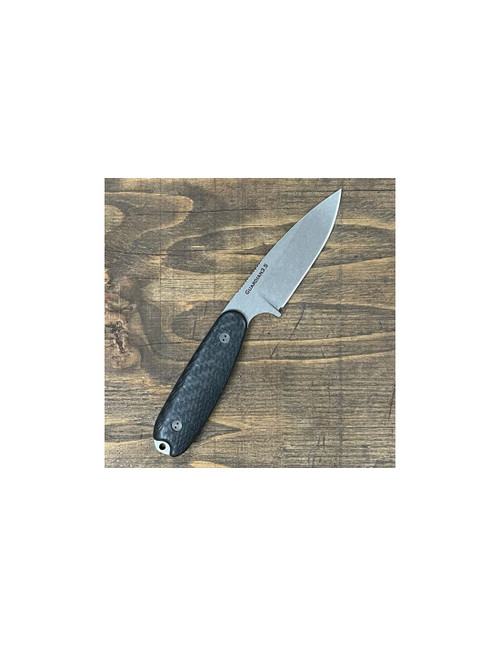 Bradford 3D Guardian 3.5 Carbon Fiber 3.5in Plain Stonewash Drop Point BRAD3201