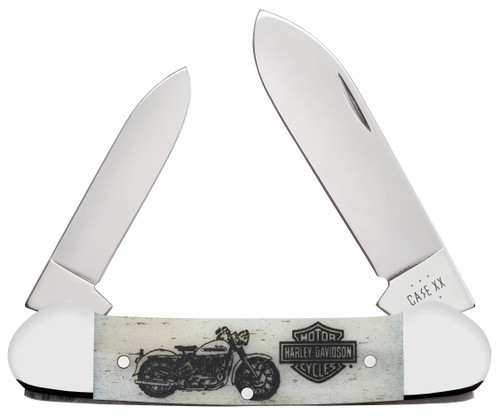 Case XX Harley-Davidson Smooth Natural Bone Canoe Folding Knife
