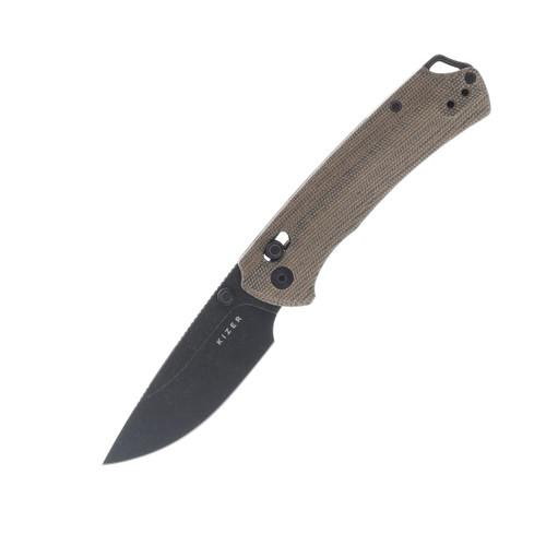 Kizer T1 CD Olive Green 3.2in Plain Black Stonewash Drop Point V3490.2CA1