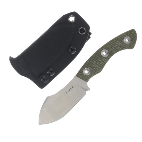 Kizer Rook Fixed Blade Knife Green 3.1in Plain Satin Nessmuk 1090A4