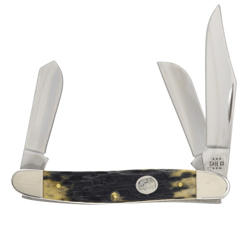 Case Olive Green Bone 6347 SS Stockman with Barn Shield CA09662