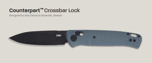 Columbia River Counterpart Crossbar Lock Folding Knife Gray GRN Handle Blk 12C27 Blade CRK430GKP