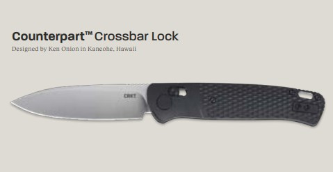 Columbia River Counterpart Crossbar Lock Folding Knife Black GRN Handle Satin 12C27 Blade CRK430KXP