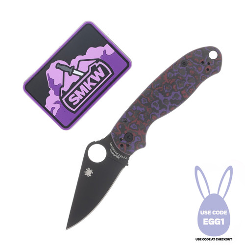 Spyderco SMKW Exclusive Para 3 Folding Knife DLC Cru-Wear/Purple Haze FatCarbon SPC223CFPHBKP - USE Code: EGG1 at checkout