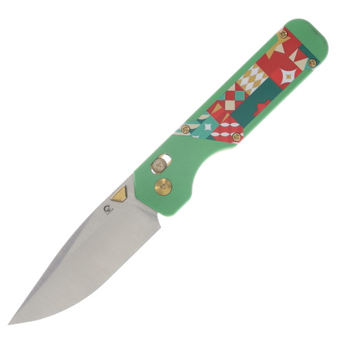 Kizer Militaw Folding Knife Green-Red Aluminum & G-10 Handle Blast S45VN Drop Point Blade KI3634MC1