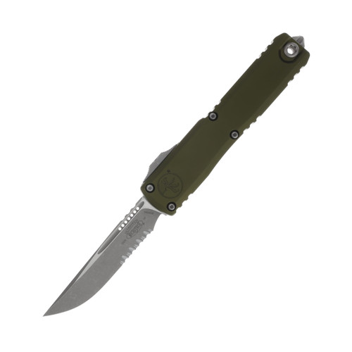 Microtech Ultratech GEN IV OTF AutoSE Apocalyptic Part Serrate OD Green AUMT1121411APOD 