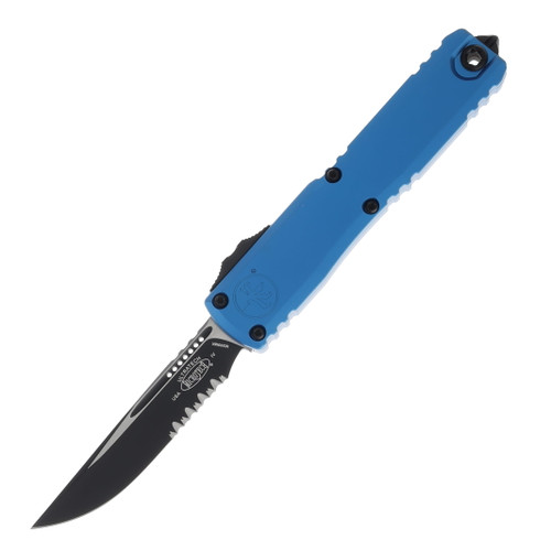 Microtech Ultratech GEN IV OTF Auto S/E Black Part Serrate Blue AUMT112142BL