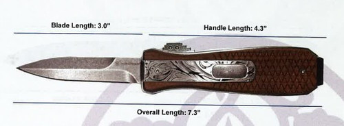 Smith & Wesson Unwavered OTF Auto Laser Etched-Rose Wood Handle AUS-8 Spear Point Blade 1237358