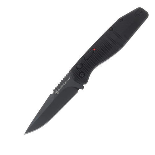 Smith & Wesson Special Ops Auto Black Aluminum Handle Black AUS-8 Drop Point Blade 1215357