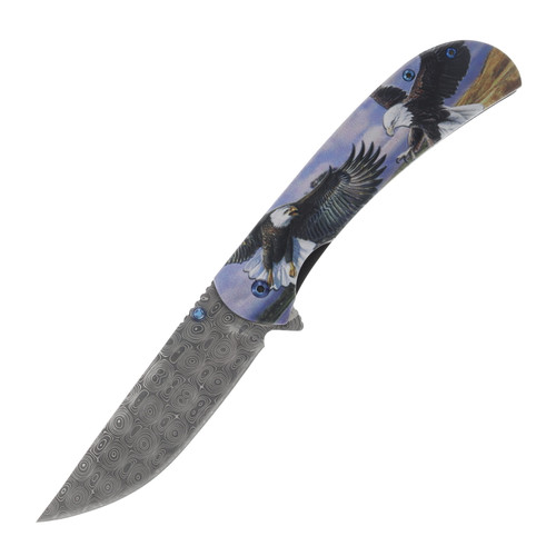 Frost Black Hills Eagle Linerlock Assisted Folding Knife 3D Aluminum Handle FRBKH020EE 