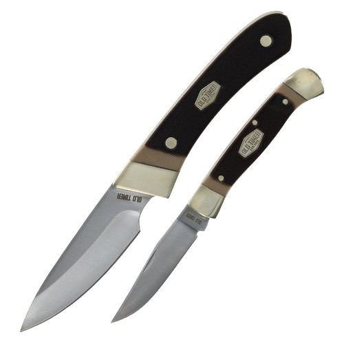 Old Timer 2PC Fixed/Folder Combo Set Sawcut Handles 1259487