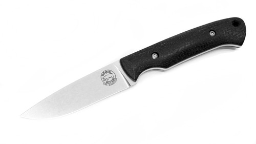White River Hunter Fixed Blade Black Burlap 3.5in Plain SW Drop Point Knife