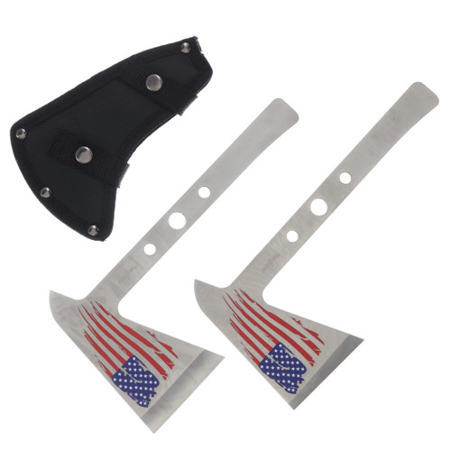 Perfect Point Throwing Axe USA Flag 2-Pc Set Satin Stainless 9.5in MCPP1242SL