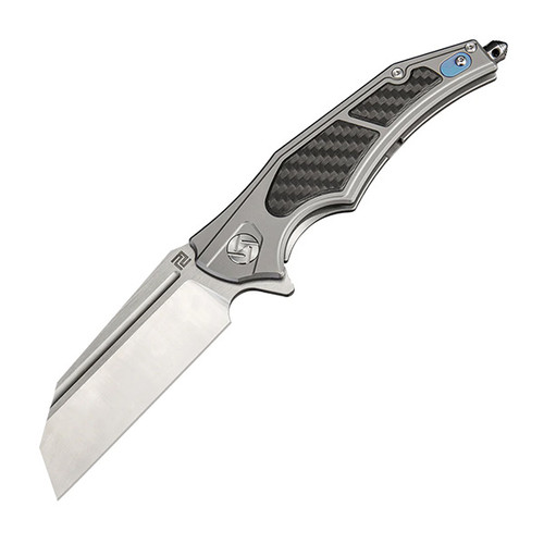 Artisan Cutlery Apache Nomad Linerlock Folding Knife Satin S35VN/Gray Carbon Fiber and Titanium