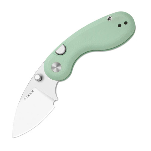 Kizer Microbe Folding Knife Green G-10 Handle Satin 14C28N Blade