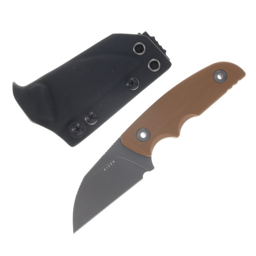 Kizer Snick Fixed Knife Brown G-10 Handle Gray Stonewashed AEB-L Blade 1085A2