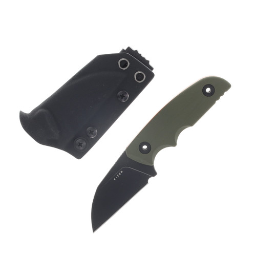 Kizer Snick Fixed Knife Olive Green G-10 Handle Black Stonewashed AEB-L Blade 1085A3