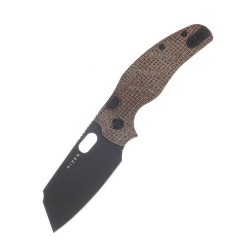 Kizer C01C 2.9 BSA2 Folding Knife Brown Norplex Ultrex Micarta Handle Matte DLC Ultra Elmax Blade KI3488.29BSA2