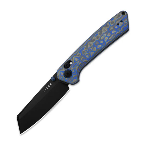 Kizer Madrac Folding Knife Multi Color Vortex Micarta Handle Black SW Nitro V Blade V3693A4