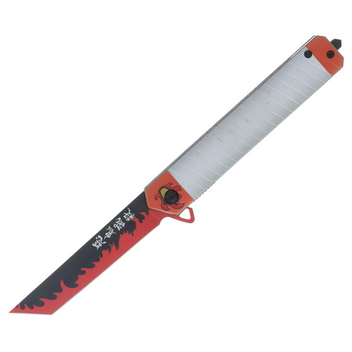 Rengoku AO Folding Knife Orange/White Aluminum Handle Red/Black 3CR13 Blade 300614RG