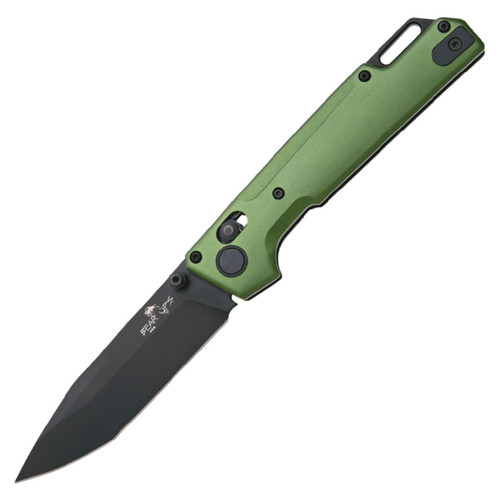 Bear & Son Nekama I Bomber Green & Black Aluminum Handle Black DLC 14C28N Blade MC-1000-ALOD-B