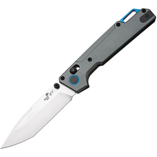 Bear & Son Nekama II Gray & Blue Aluminum Handle Satin 14C28N Blade MC-1100-ALGY-S