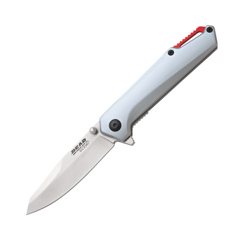 Bear & Son 4" Light Gray Aluminum Folder With Flipper STN WSH 440 Blade BR71140