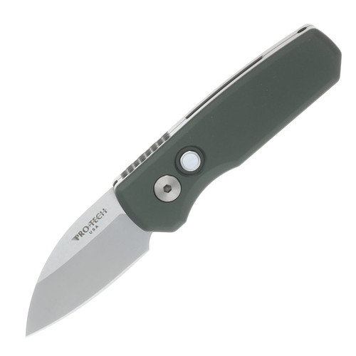 Pro Tech OTS Auto Runt 5 Smooth Green Handle Machine Satin Magnacut Wharncliffe Blade AUPTR5300-LTD GREEN
