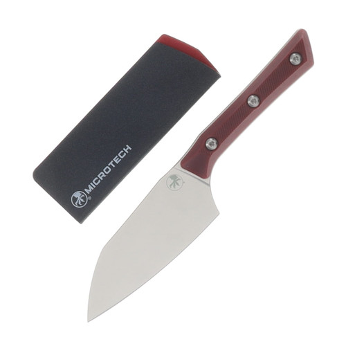 Microtech Santoku Merlot 4.2in Plain Stonewash Santoku MT330010MR