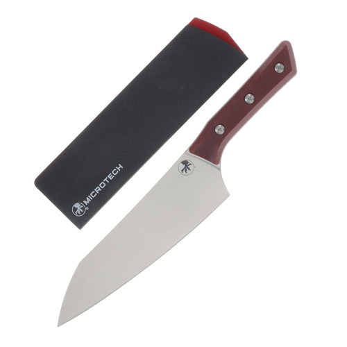 Microtech Chefs Knife Merlot 8in Plain Stonewash Chefs MT300010MR