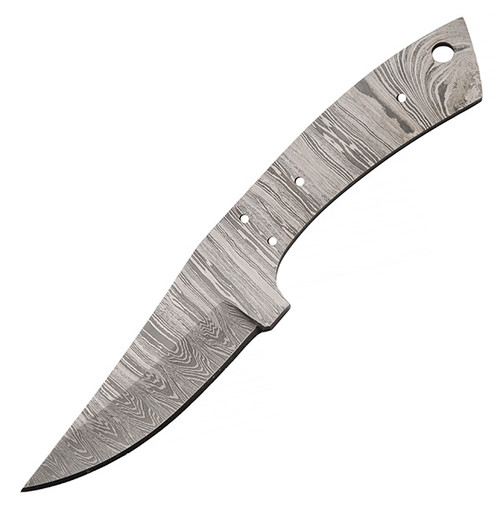 3.75in Curved Drop Point Damascus Blade Blank BLDM2747
