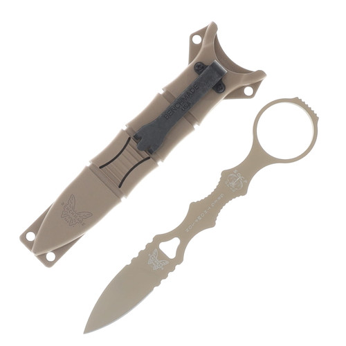 Benchmade SOCP Fixed Blade Mini-Dagger Desert Sand Cerakote - Tan Sheath BM177SN