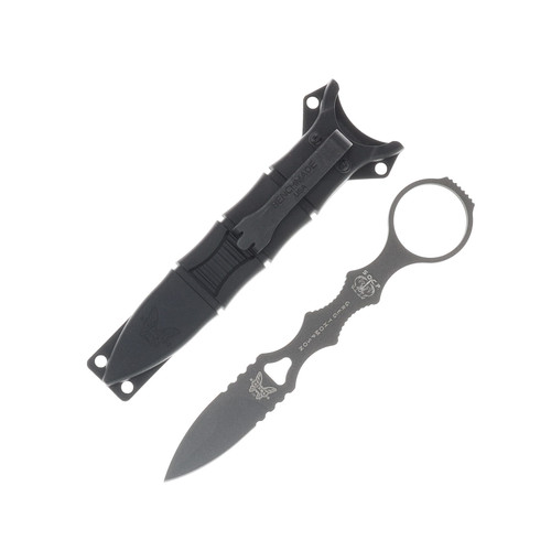 Benchmade SOCP Fixed Blade Mini-Spear Point Tungsten Gray Cerakote-Blk Sheath BM177GY