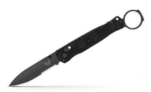 Benchmade Mini SOCP Folding Knife Finger Ring Blk G-10 Handle PS Blk S30V Blade BM393SBK