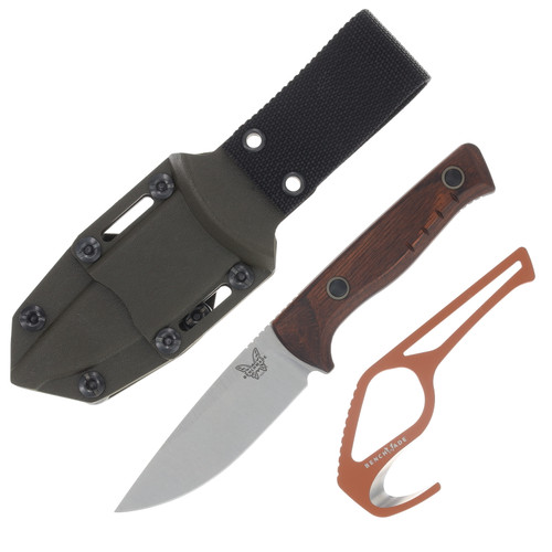 Benchmade SlipRidge Fixed Knife Dark Wood Handle Elmax Trackpoint Hook BM15650-COMBO BM15650-KIT