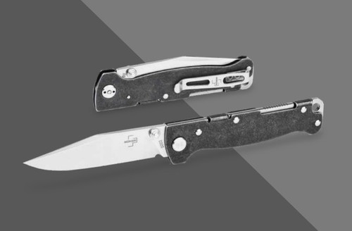 Boker Plus Atlas Backlock Clip Point TS Folding Knife Black SS Handle D2 Blade