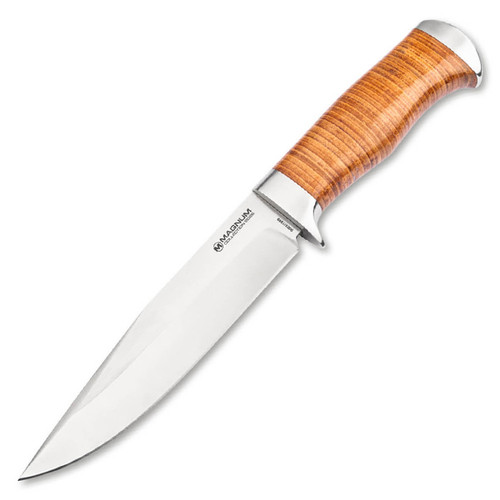 Boker Magnum Collection 2026 Fixed Knife Leather Handle BKR-10 Blade W/Sheath BK02MAG2026