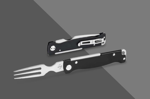 Boker Plus Atlas Folding Fork Black Stainless Steel Handle