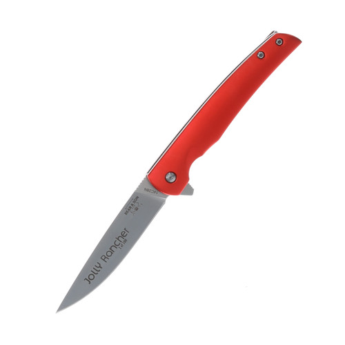 Bear & Son Rancher Red 3.12in Plain Jolly Rancher Satin Drop Point BR121RDJR