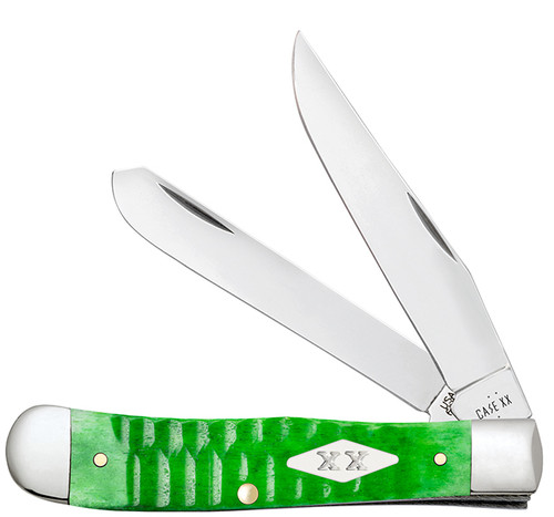 Case XX Bright Green Gator Jigged Bone Trapper Folding Knife