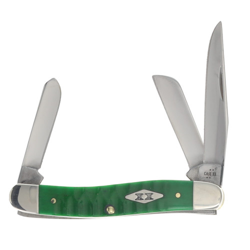 Case XX Bright Green Gator Jigged Bone Medium Stockman Folding Knife CA11442